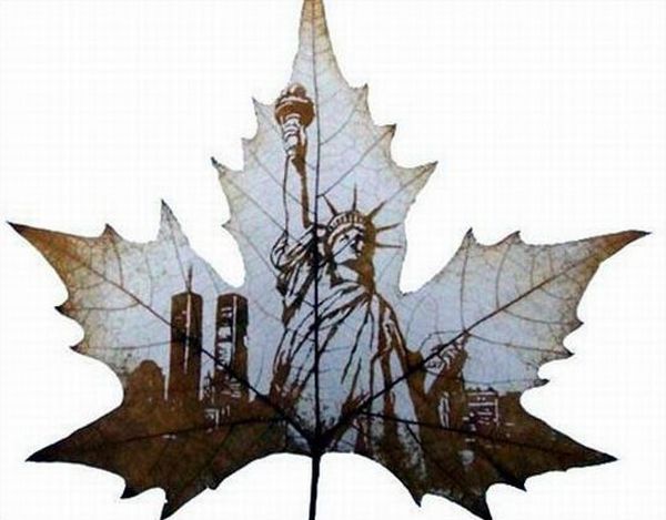 Leaf Carving Artwork Man Standing 15