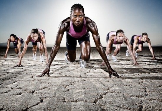 Girls are ready to start a race