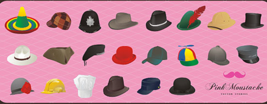 Vector hats that contain colorful caps designs