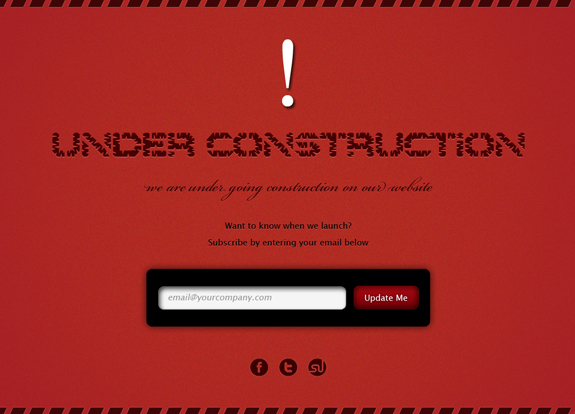 Red Color Website Under Construction Template