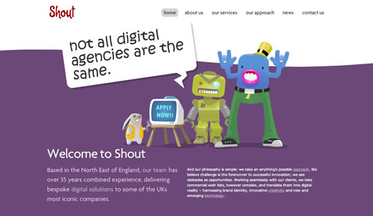 Shout is an attractive design layout with a basic straghtfoward menu