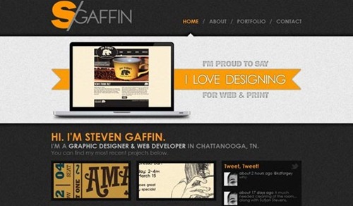 Steven Gaffin is a well decorated dark portfolio website