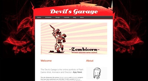 The Devil’s Garage red color dark portfolio desing