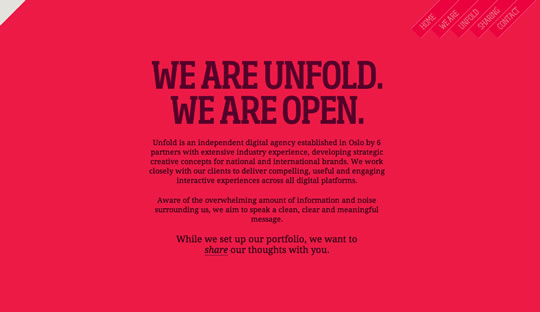Unfold is a red color beautiful page