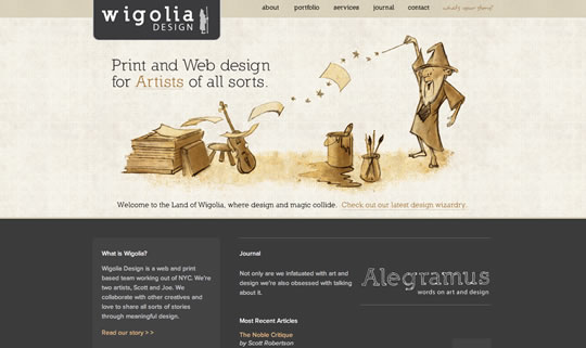 Wigolia is an elegant choice of colors and typgraphy