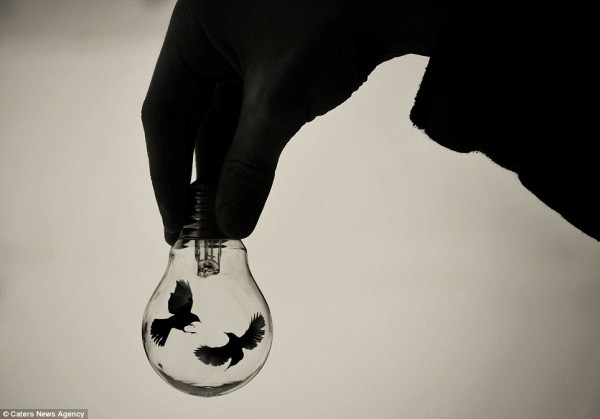 Unusual Miniature Worlds inside Light Bulbs by Adrian Limani