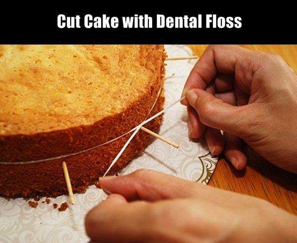 How to cut a cake with dental floss