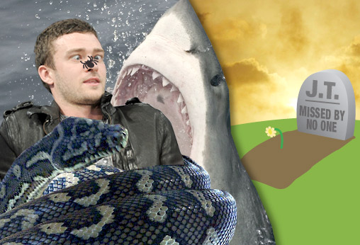 Justin Timberlake is scared of sharks, snakes, spiders and dying unloved.