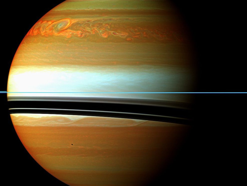 The birth of a storm on Saturn