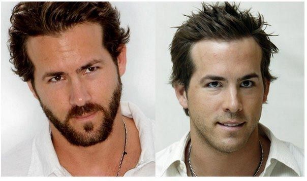 Celebrities with and without a Beard