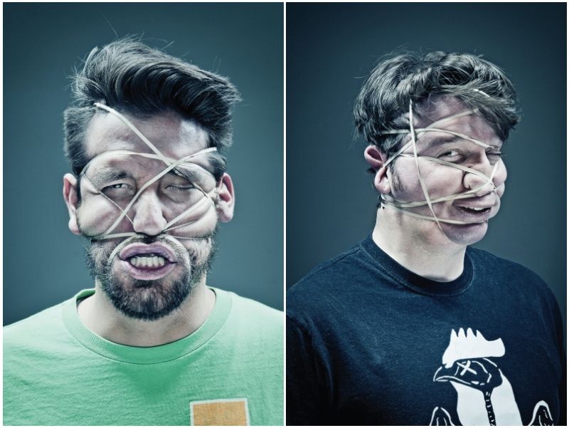 Bizarre Rubber Band Portraits by Wes Naman