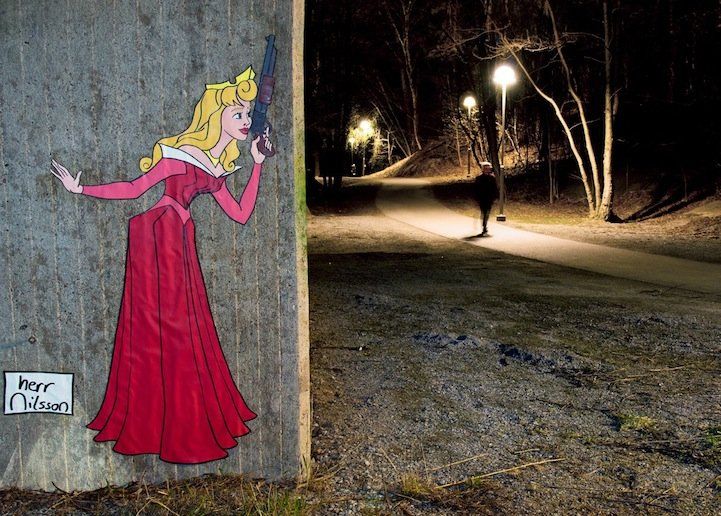 Disney Princesses Get Dangerous in Herr Nilsson's Street Art