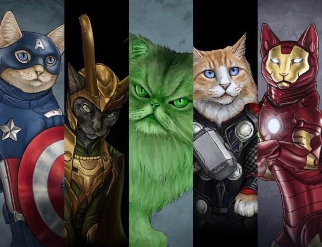Cats as Superheroes by Artist Jenny Parks