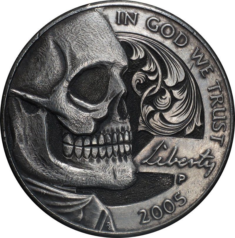 Inspirational Hobo Nickels Carved from Clad Coins