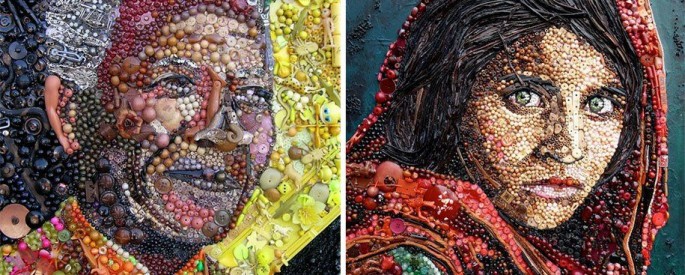 Incredible Recreated Portraits from Thousands of Found Objects