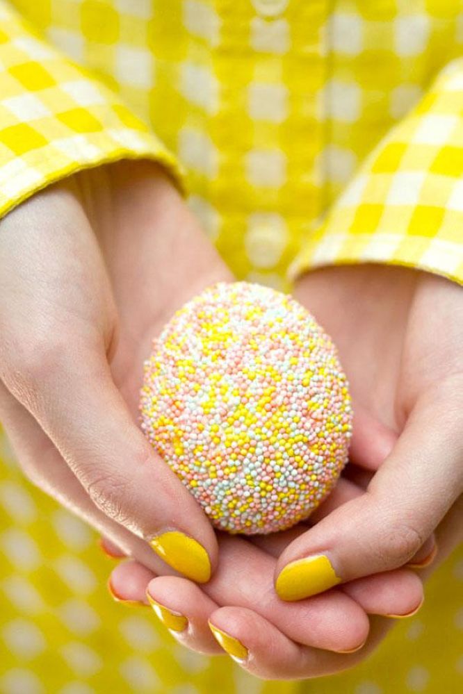 Cover Egg With Tacky Glue and Dip In Sprinkles