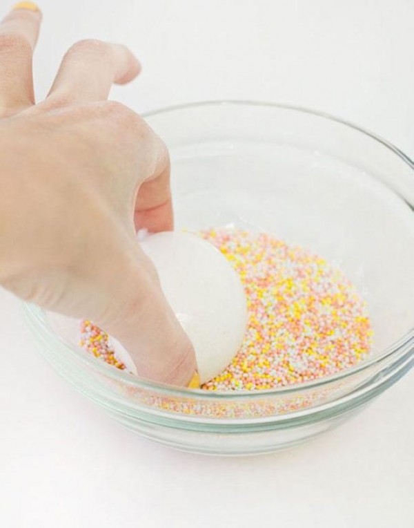 Cover Egg With Tacky Glue and Dip In Sprinkles