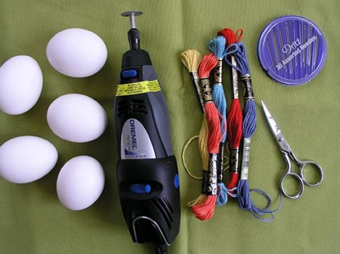 Use Dremel Tool to Drill a Drained Egg and Embroider It