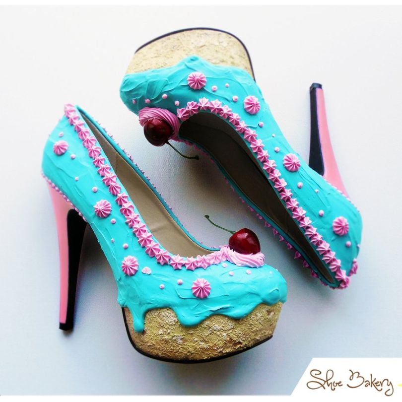 Teal and Pink Cake Heels