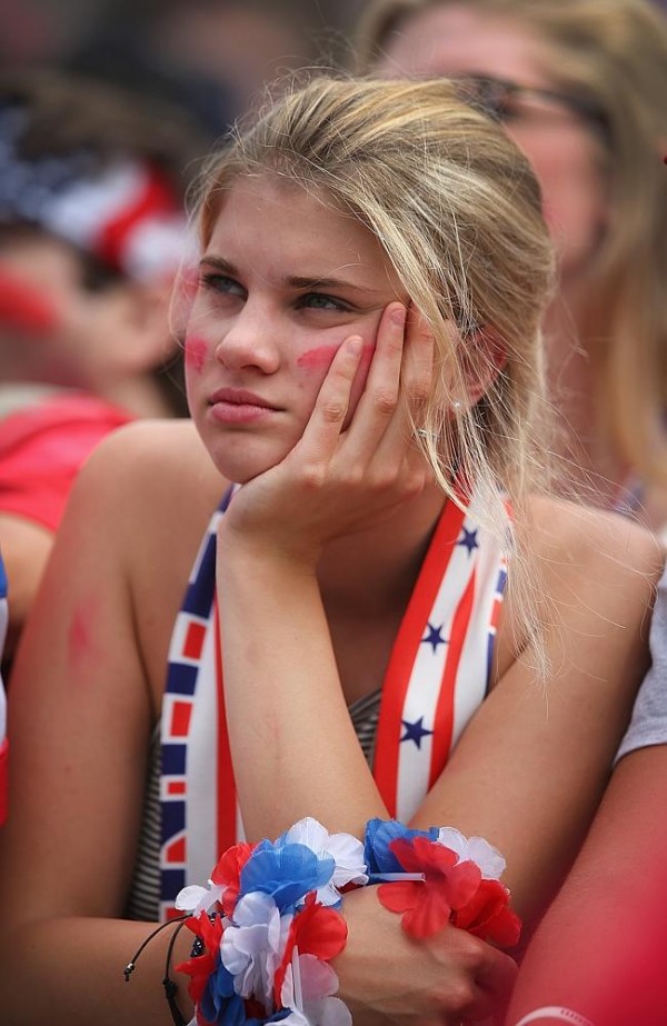 A fan in Chicago watches USA play Germany