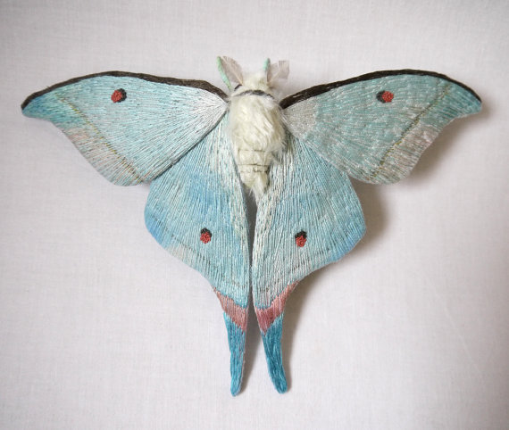 Large Indian Luna Moth textile art