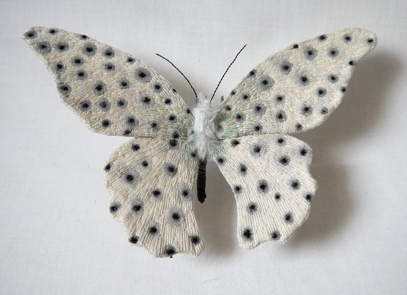 Large black and white butterfly textile art