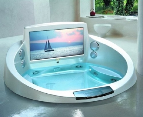 A Built-In TV for the Bathtub
