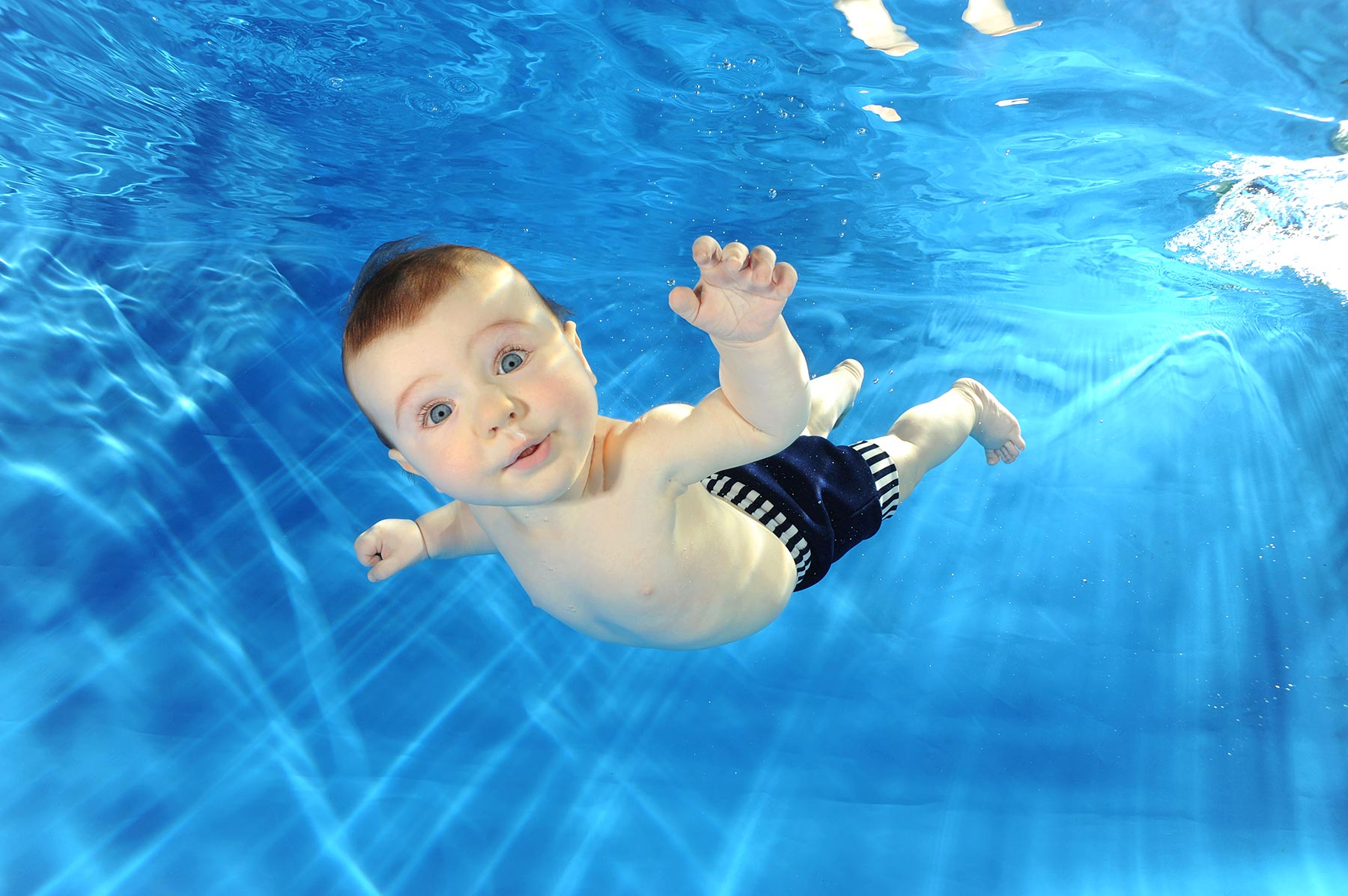 funny baby underwater