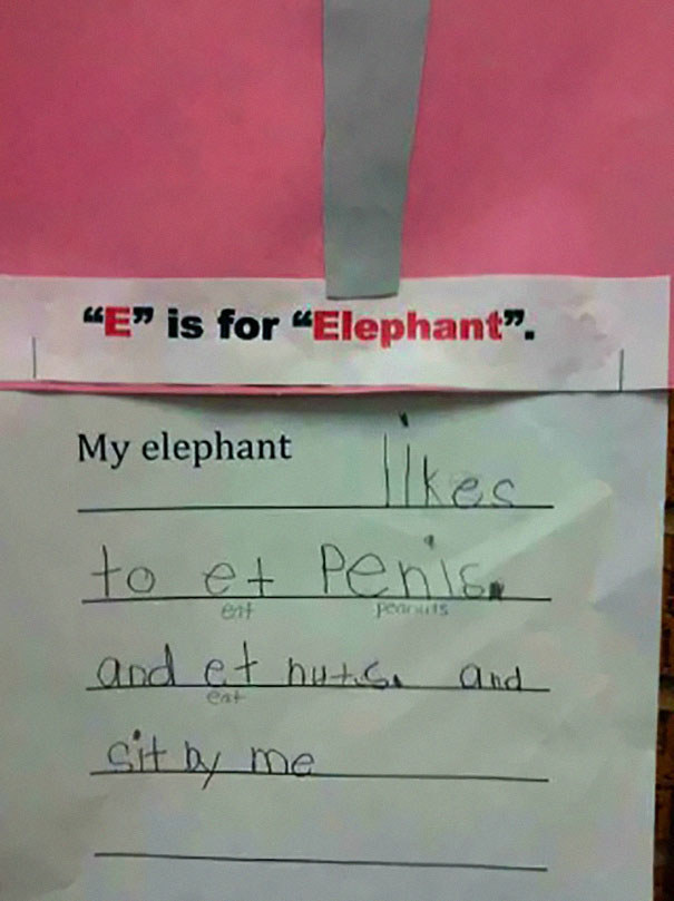 This kid who describes that what his elephant does