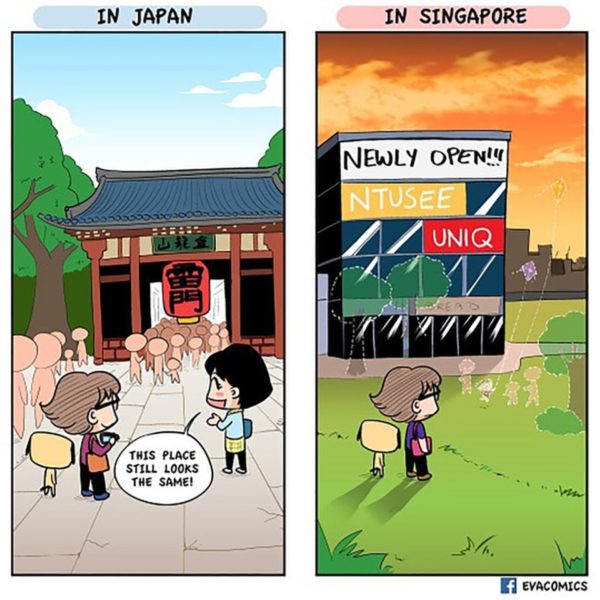 mini comics illustrating the differences between Japan and the rest of the world