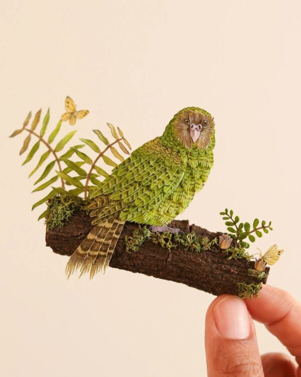 Beautiful Paper Parrot Sculptures