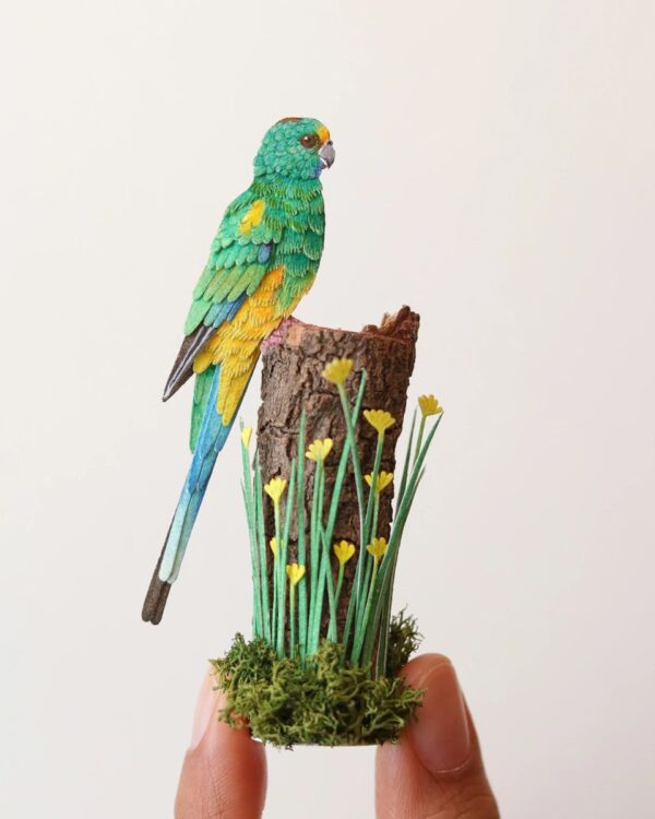 Beautiful Paper Parrot Sculptures