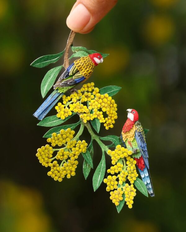 Beautiful Paper Parrot Sculptures