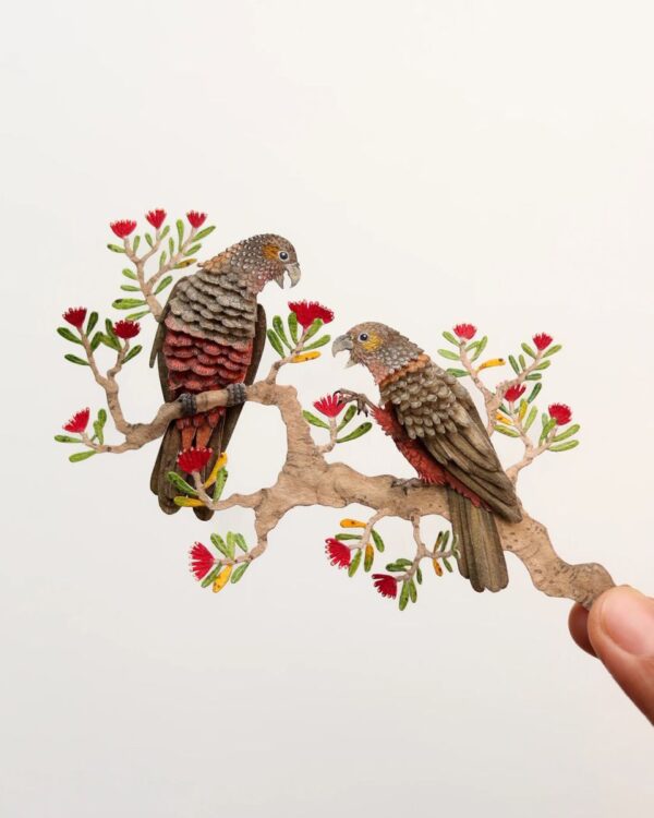 Beautiful Paper Parrot Sculptures