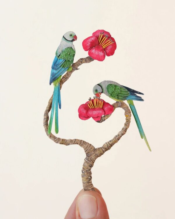 Beautiful Paper Parrot Sculptures